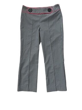 Tibi Gingham Cropped Pants Pink Trim Button Detail Size 4